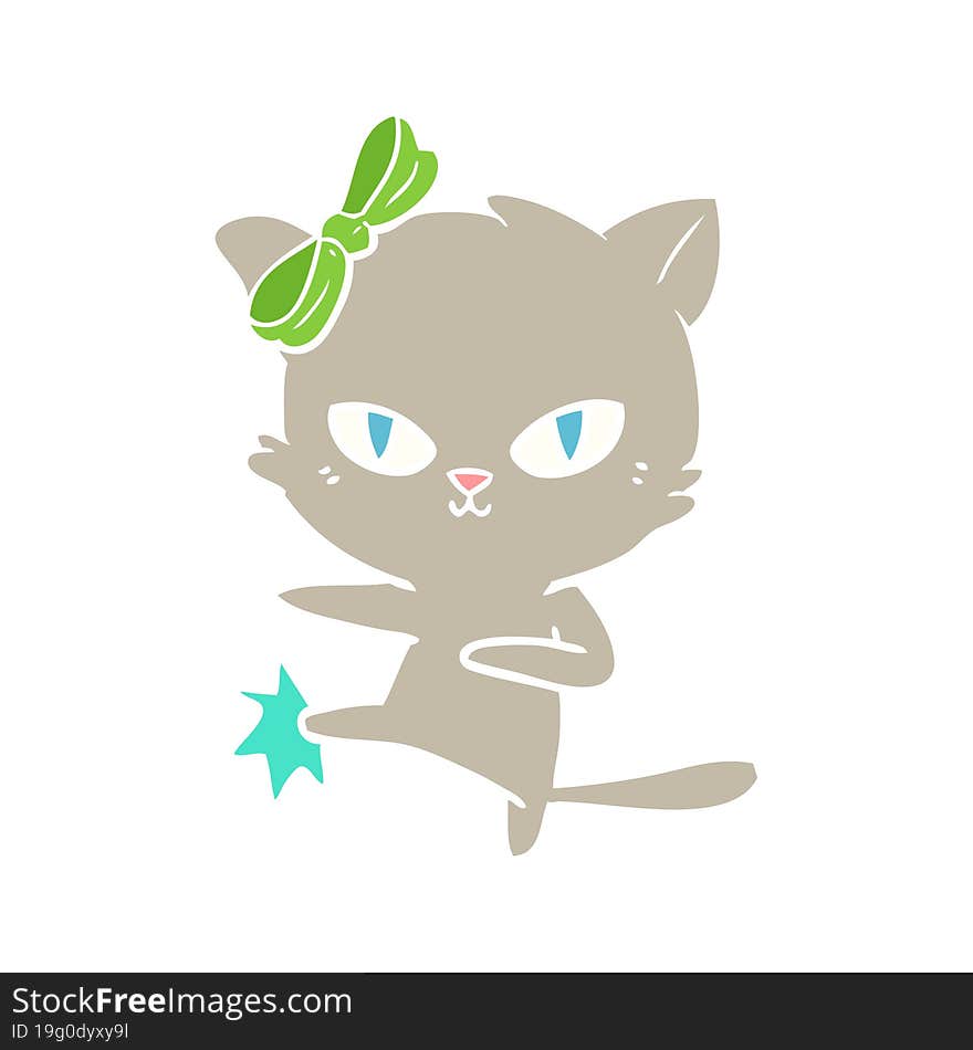 cute flat color style cartoon cat