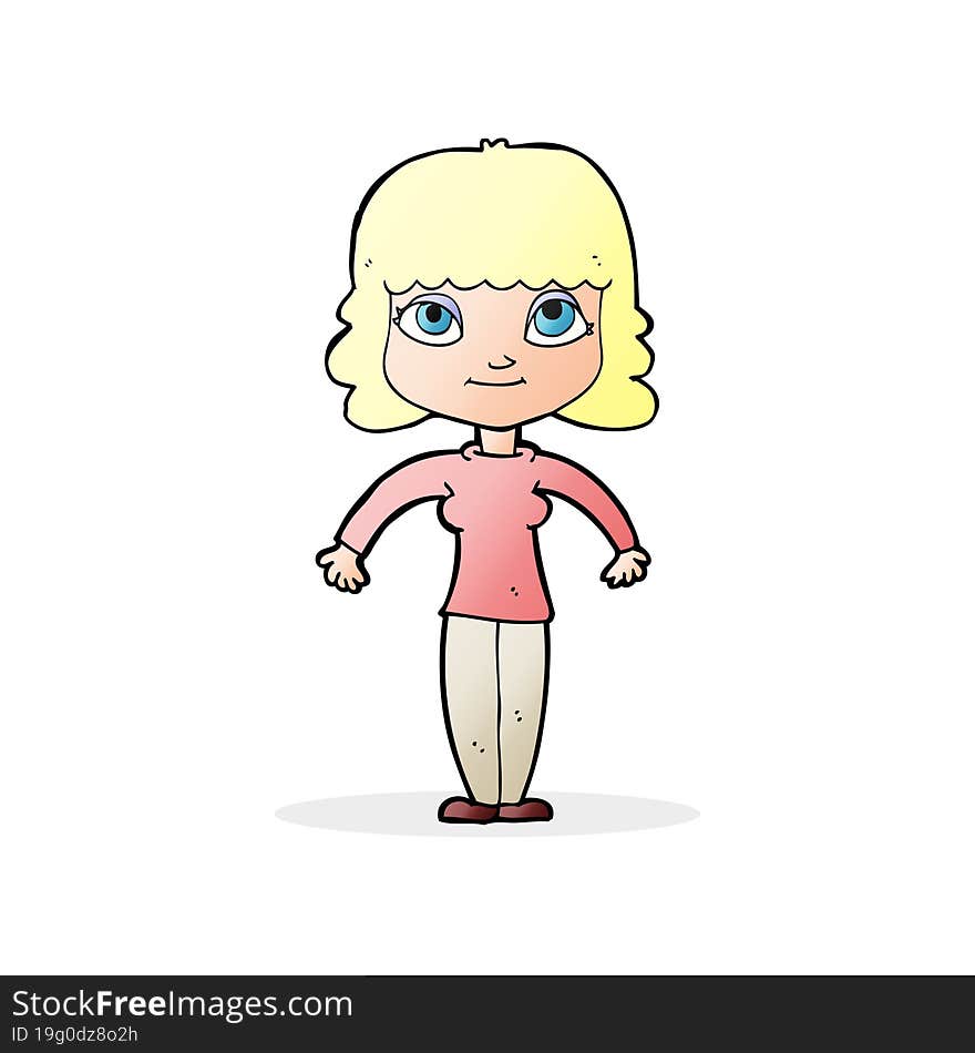 cartoon woman shrugging shoulders