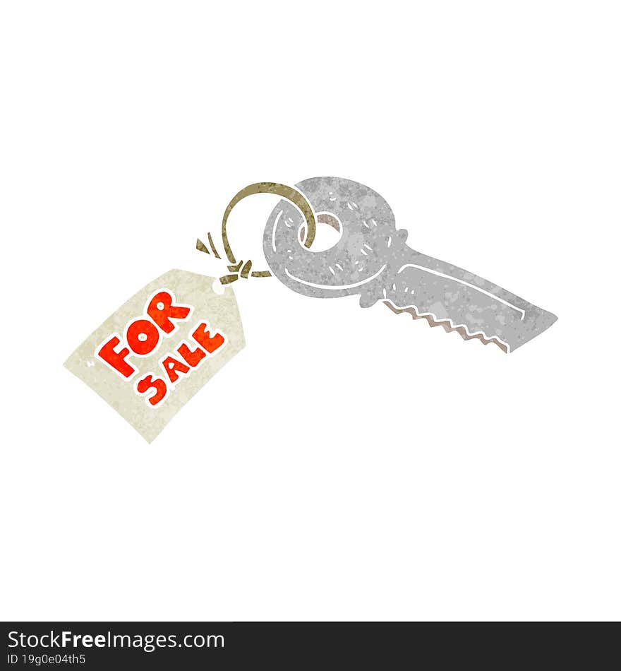 Retro Cartoon House Key With For Sale Tag