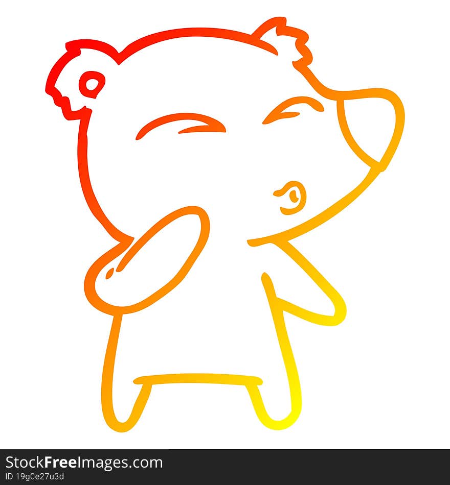 Warm Gradient Line Drawing Cartoon Whistling Bear