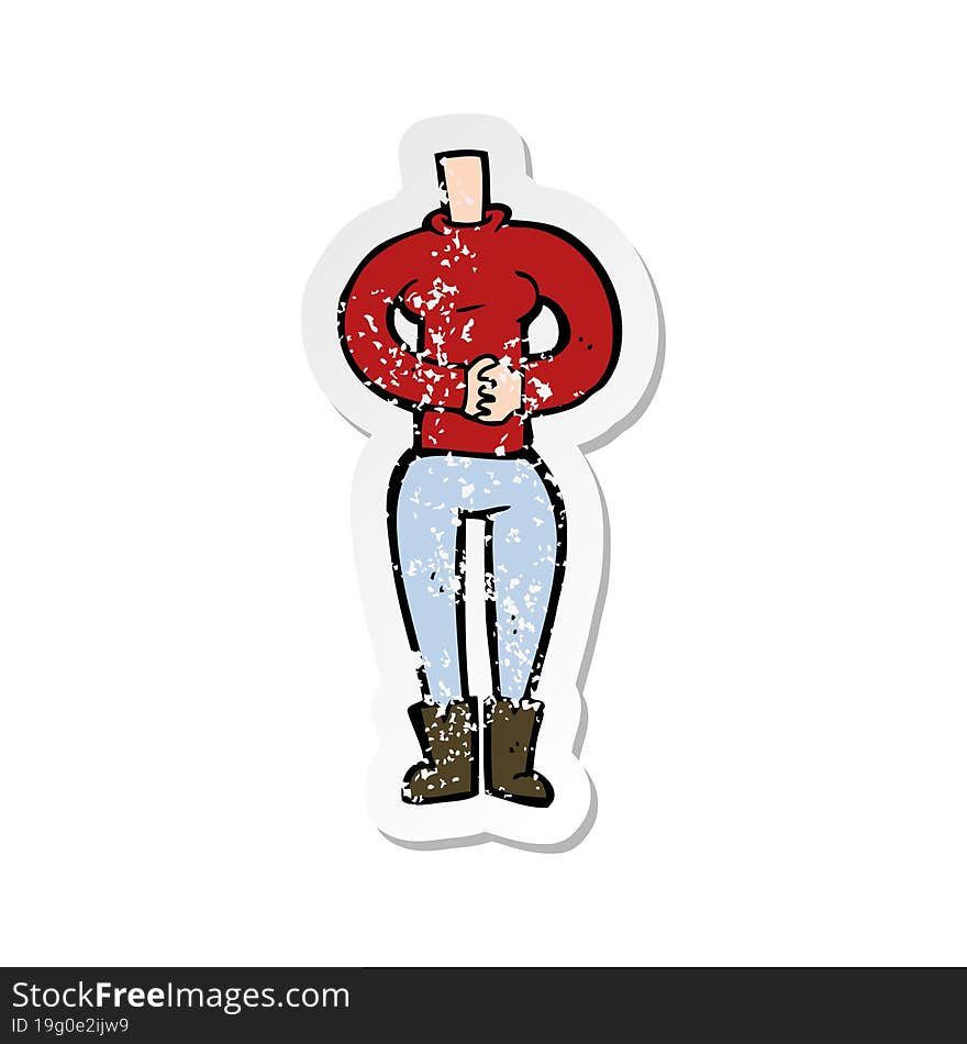 retro distressed sticker of a cartoon female body