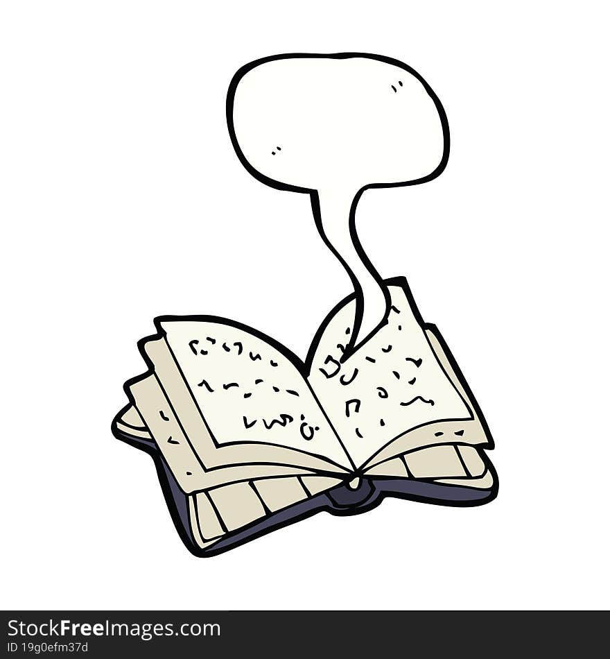 cartoon open book with speech bubble