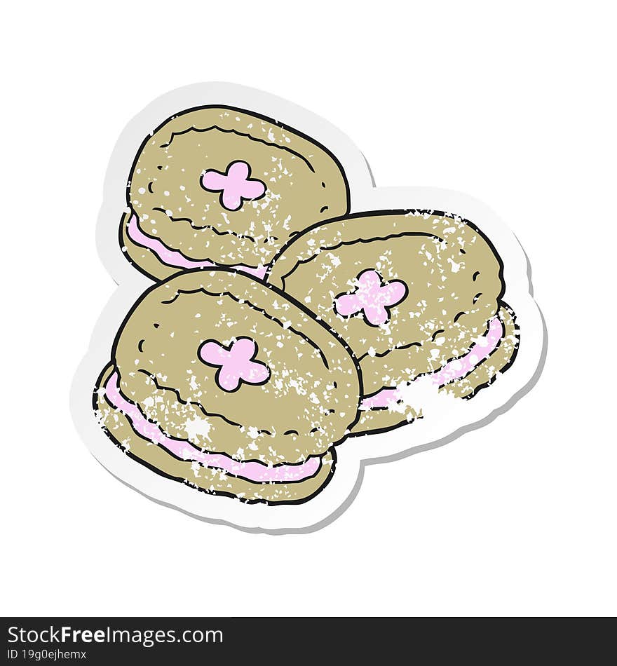 retro distressed sticker of a cartoon biscuits