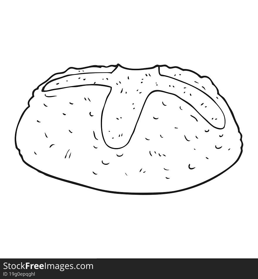 black and white cartoon loaf of bread