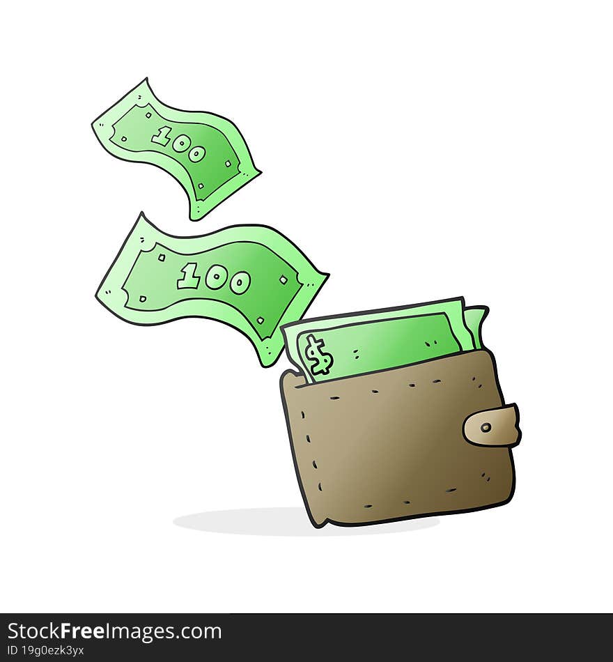 cartoon wallet full of money