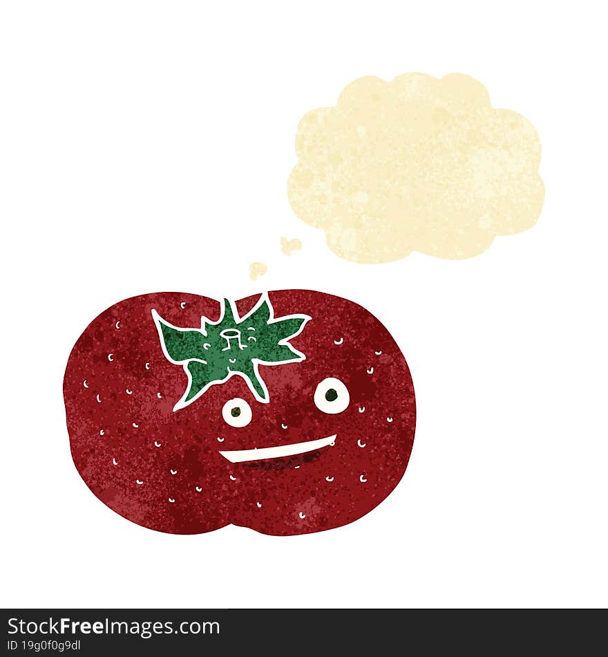 cartoon tomato with thought bubble