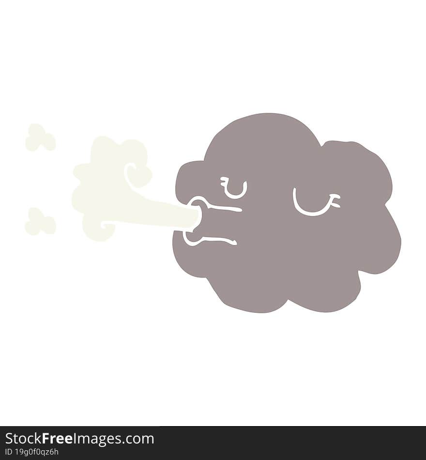 Cartoon Doodle Cloud Blowing A Gale