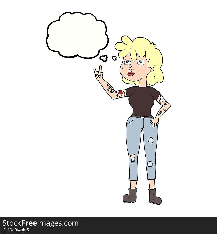 thought bubble cartoon rocker girl