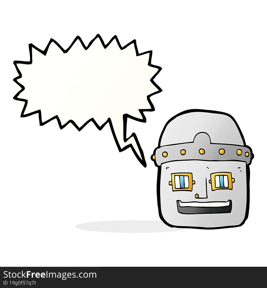 cartoon robot head with speech bubble