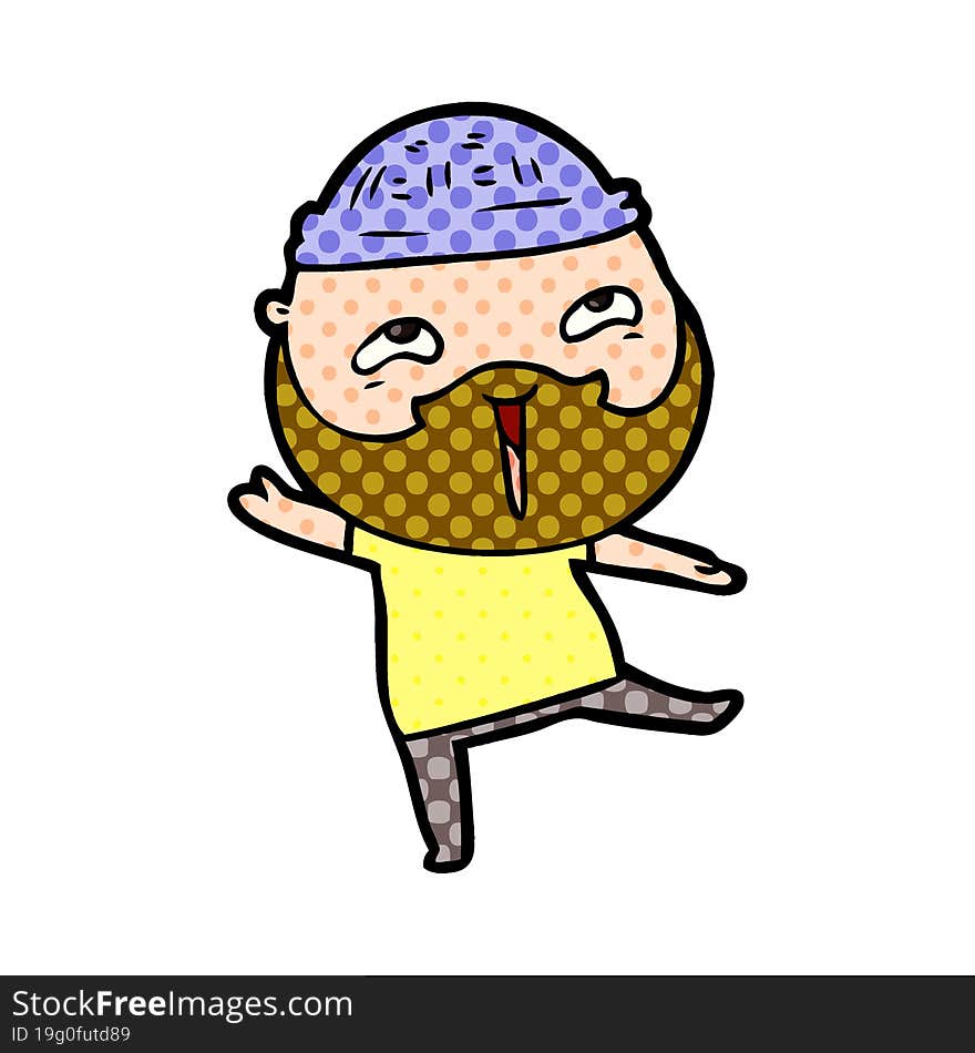 cartoon happy bearded man. cartoon happy bearded man