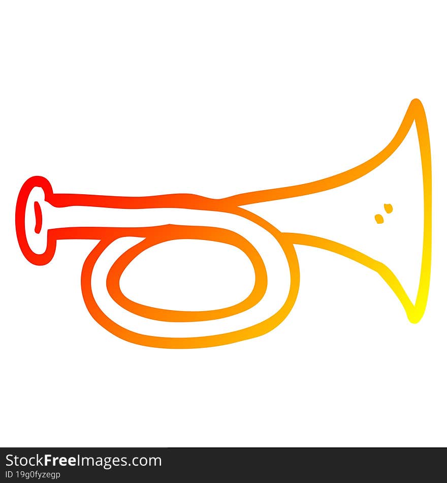 warm gradient line drawing cartoon brass horn