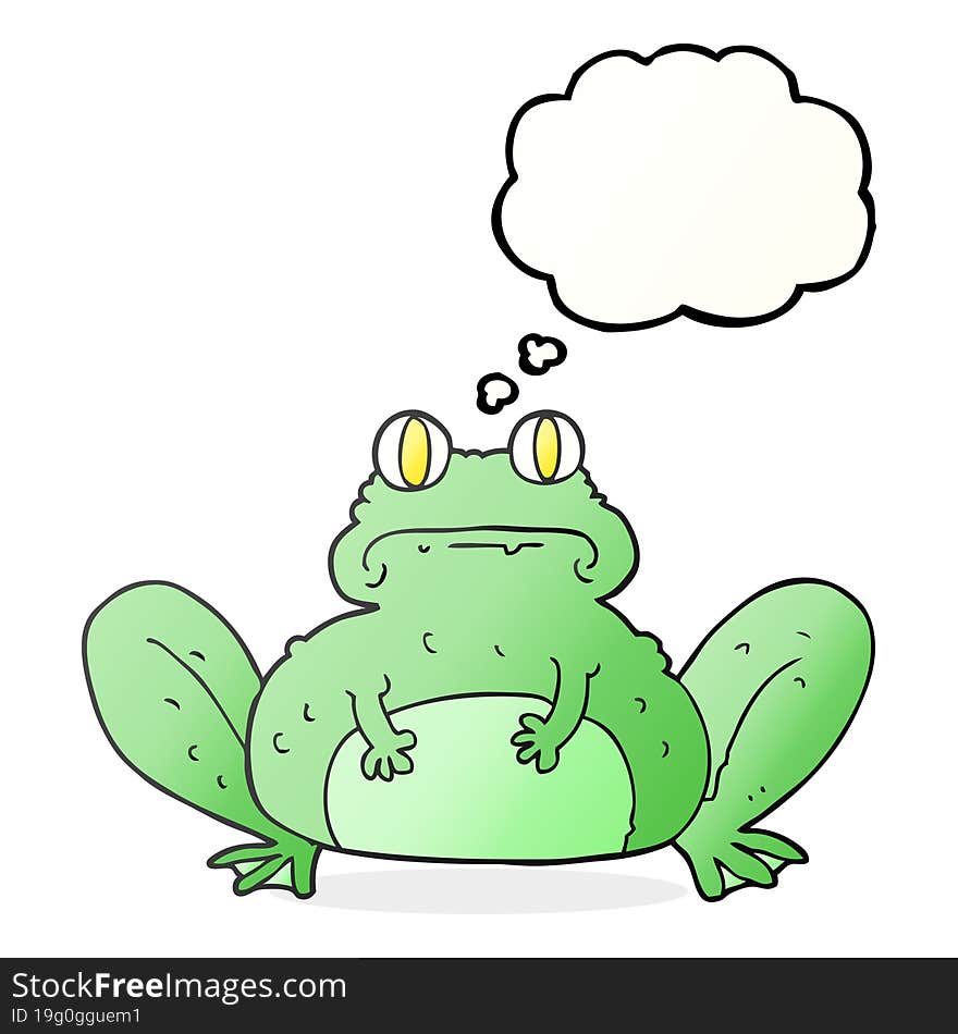 freehand drawn thought bubble cartoon frog