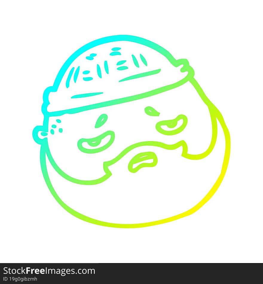 cold gradient line drawing cartoon male face with beard