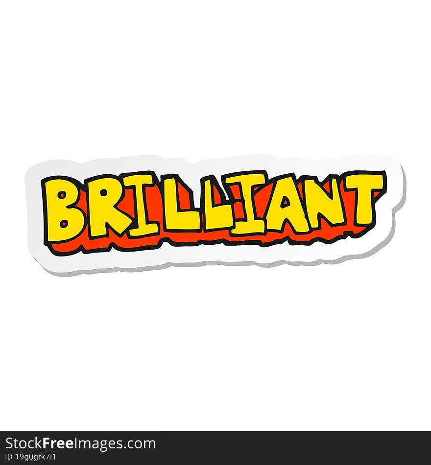 sticker of a brilliant cartoon word