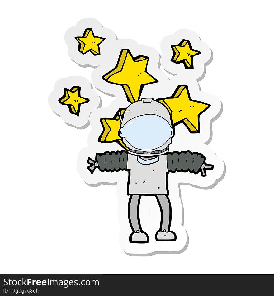 sticker of a cartoon space man