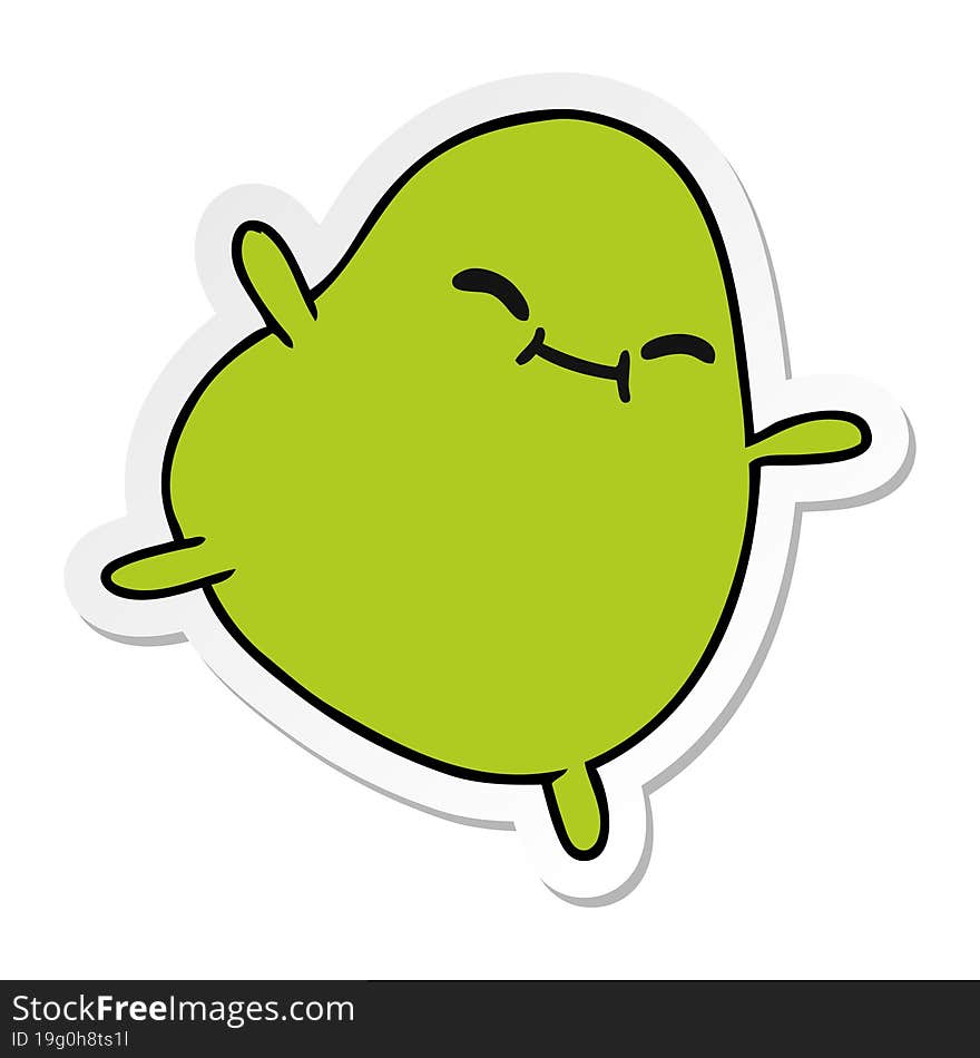 Sticker Cartoon Of A Cute Jumping Bean