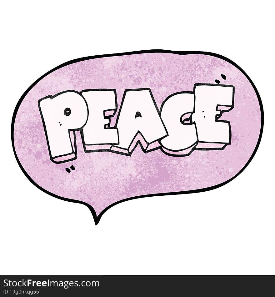 speech bubble textured cartoon word peace