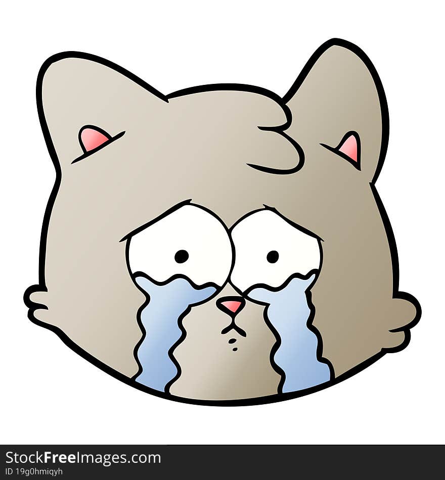 crying cartoon cat face. crying cartoon cat face