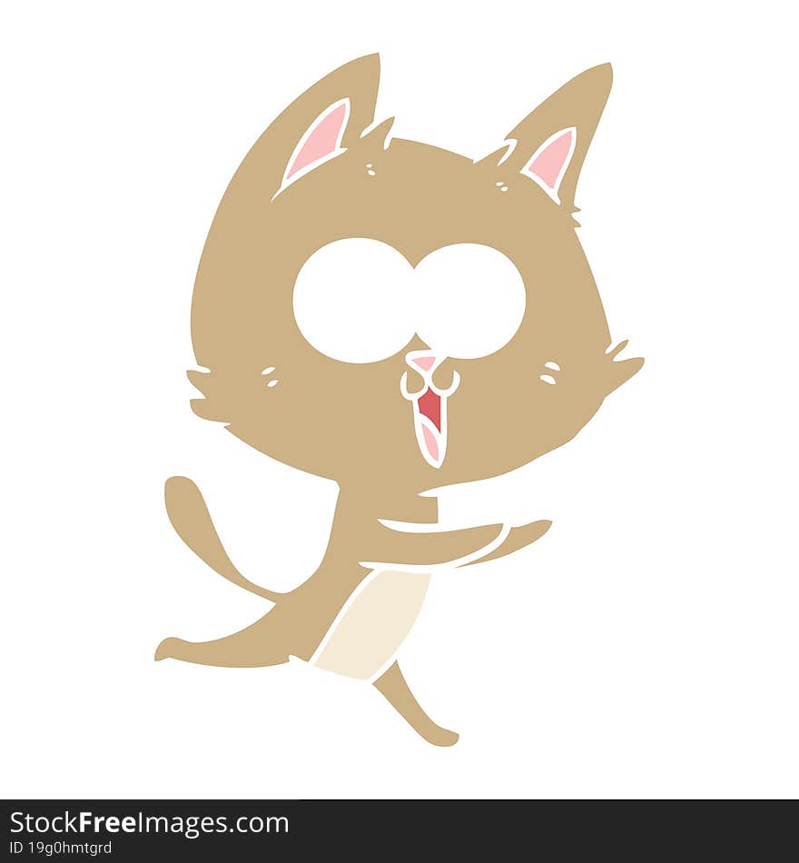 Funny Flat Color Style Cartoon Cat