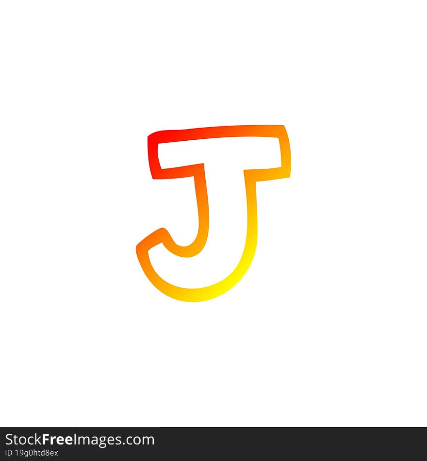 warm gradient line drawing of a cartoon letter j