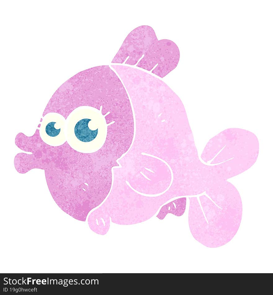 funny retro cartoon fish with big pretty eyes