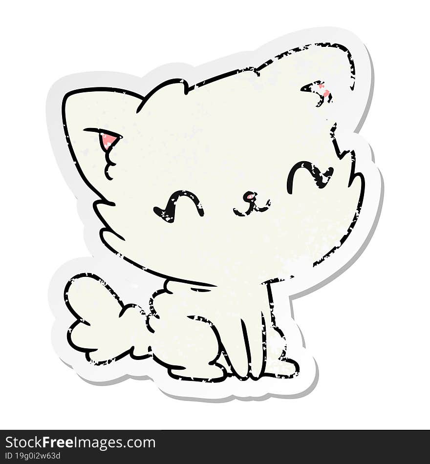 distressed sticker cartoon cute kawaii fluffy cat