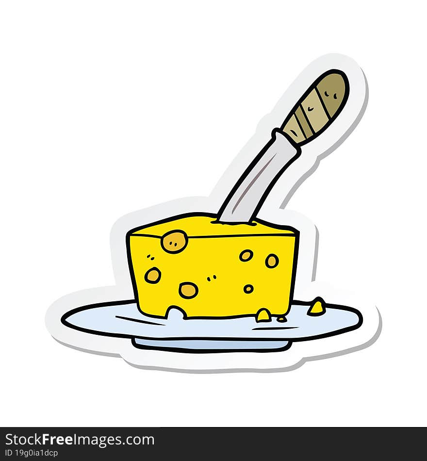 Sticker Of A Cartoon Cheese