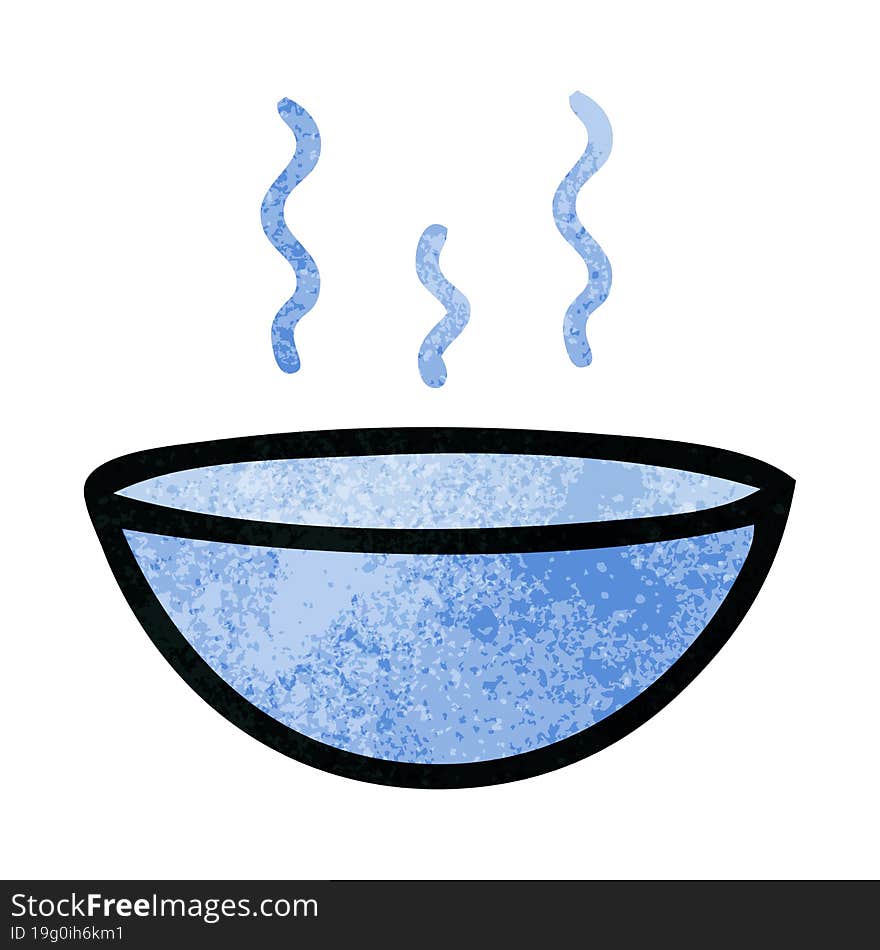 retro grunge texture cartoon of a hot soup