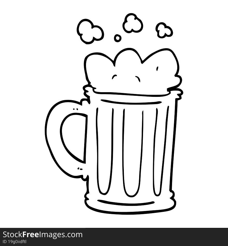 line drawing cartoon pint of beer