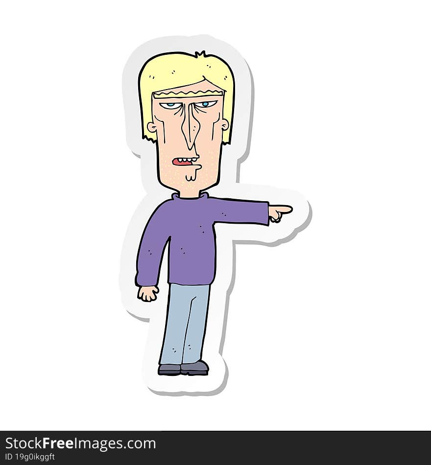 Sticker Of A Cartoon Pointing Man