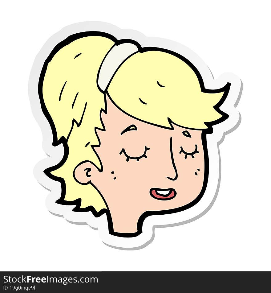 sticker of a cartoon pretty female face