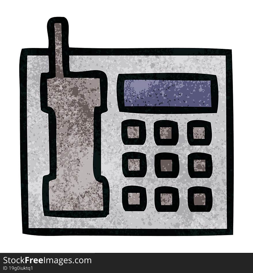 retro grunge texture cartoon of a telephone