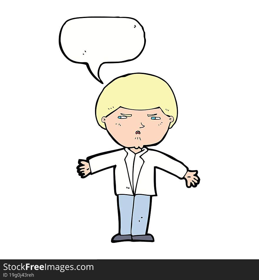 cartoon annoyed man with speech bubble