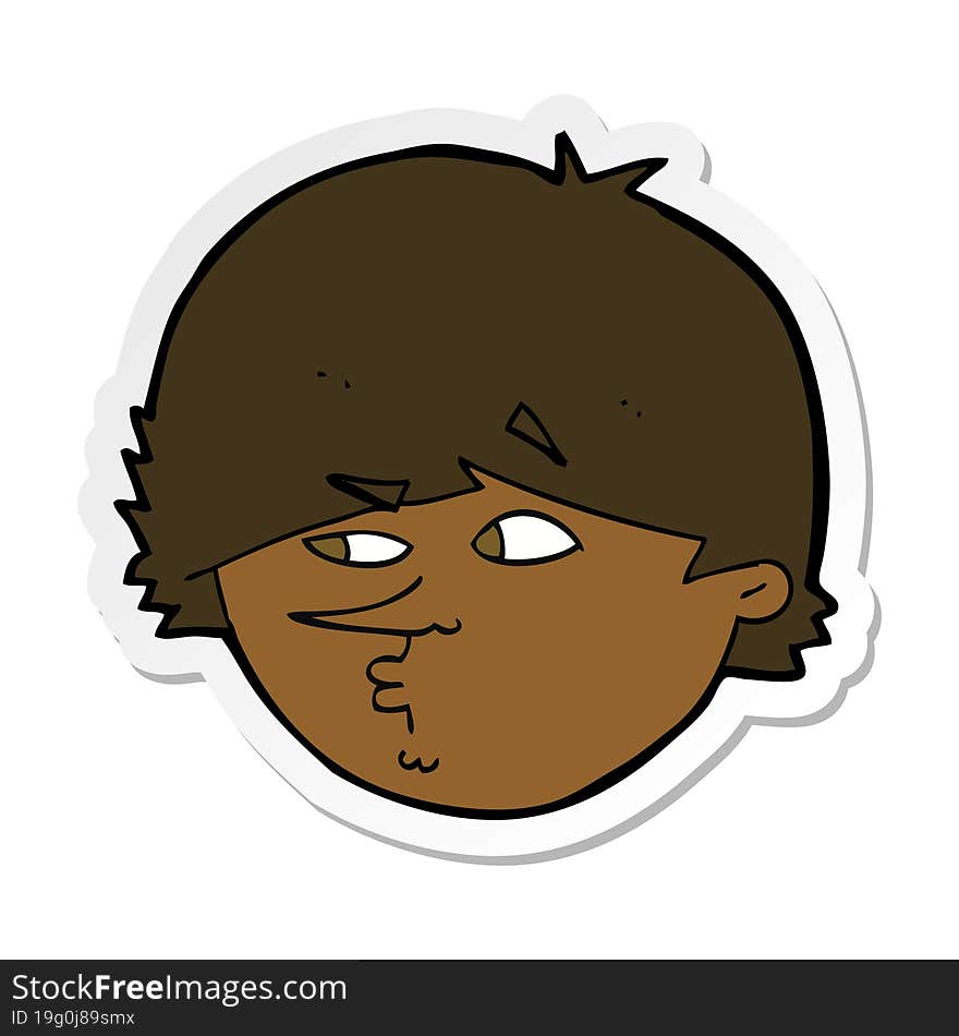 sticker of a cartoon suspicious man