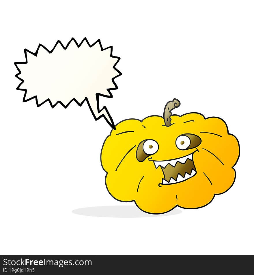 freehand drawn speech bubble cartoon halloween pumpkin