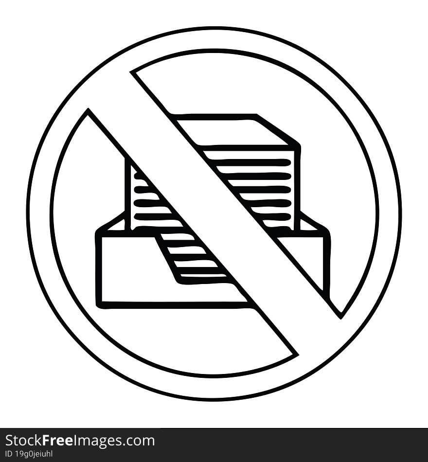 line drawing cartoon paper ban sign