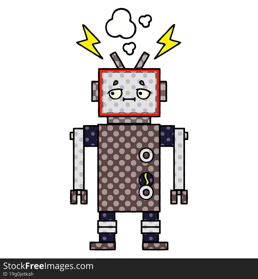 comic book style cartoon of a robot