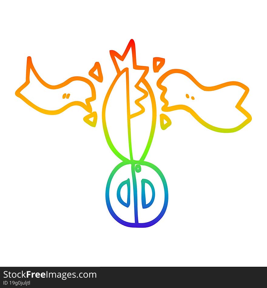 rainbow gradient line drawing cartoon ceremony scissors