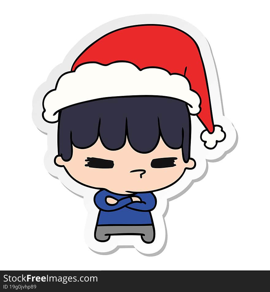 christmas sticker cartoon of kawaii boy