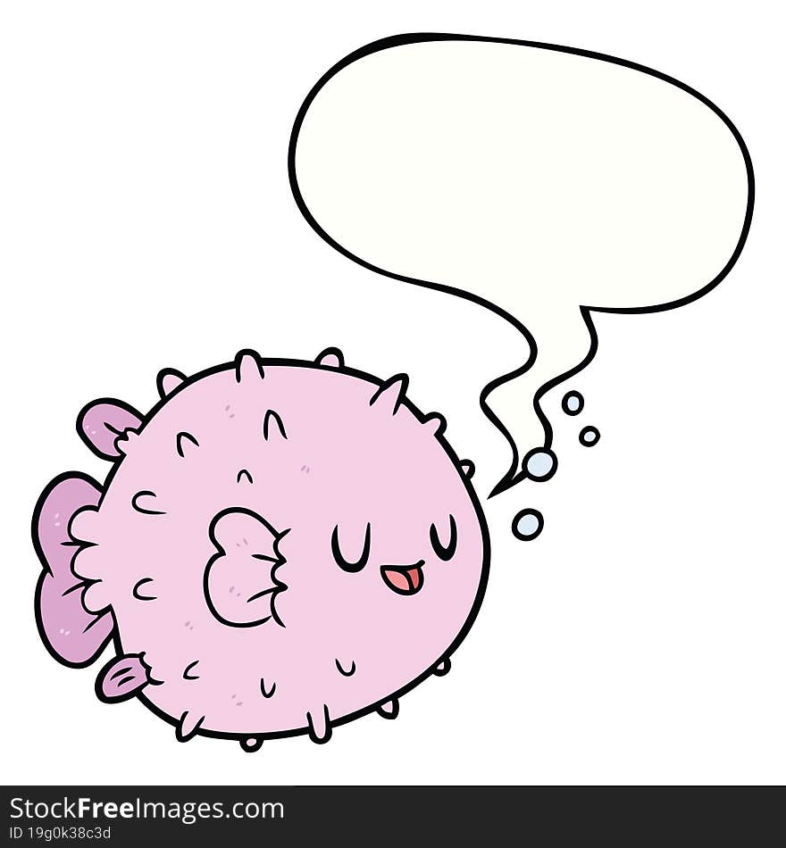 cartoon blowfish with speech bubble. cartoon blowfish with speech bubble