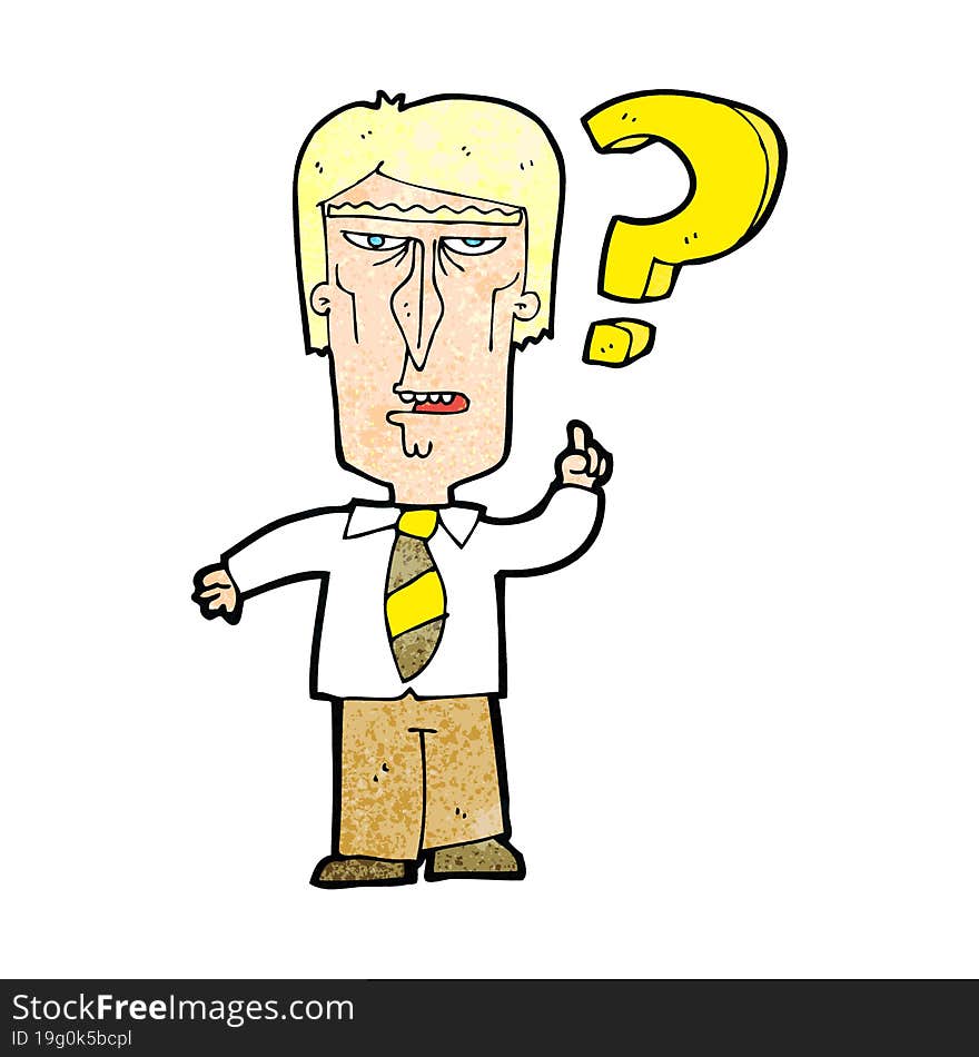 Cartoon Annoyed Man Asking Question