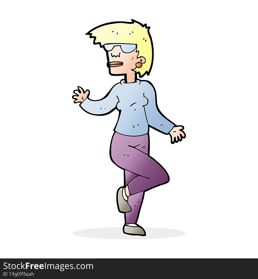 Cartoon Woman Waving