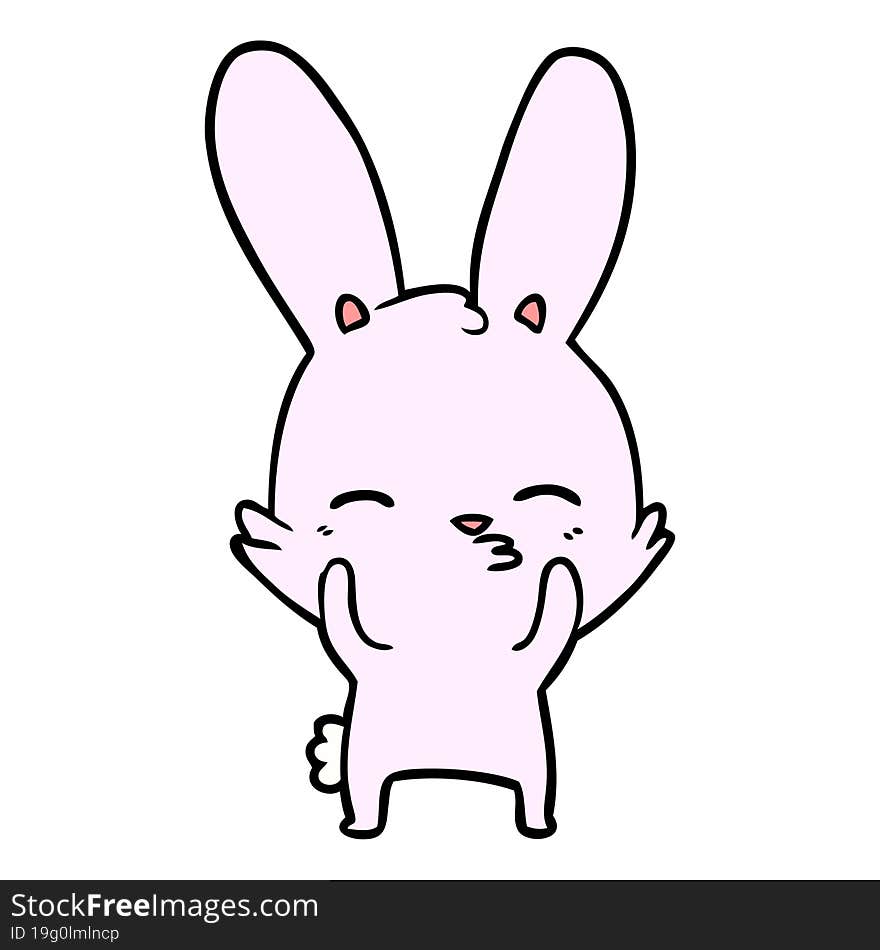 curious waving bunny cartoon. curious waving bunny cartoon