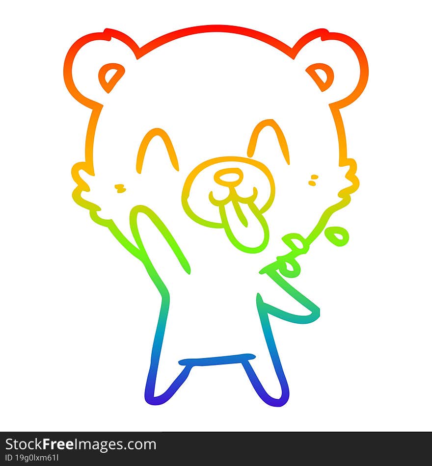 rainbow gradient line drawing rude cartoon bear