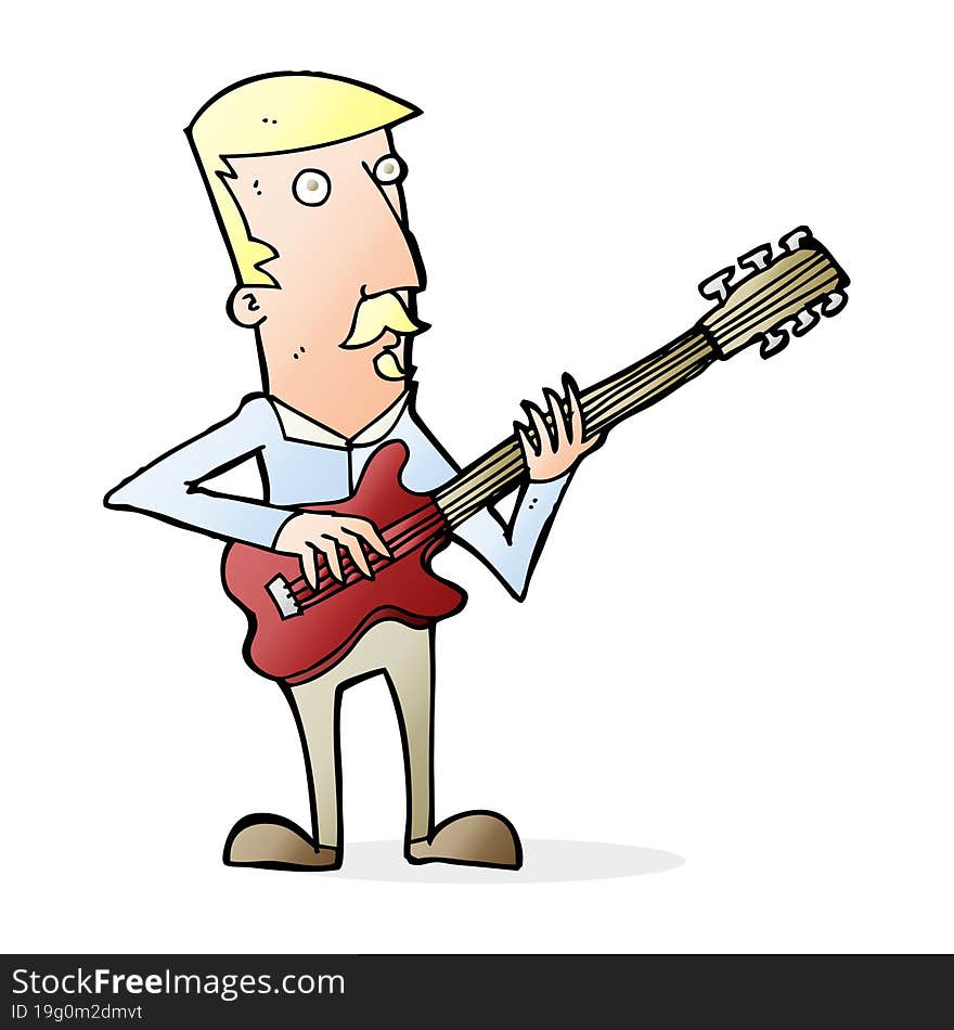 cartoon man playing electric guitar