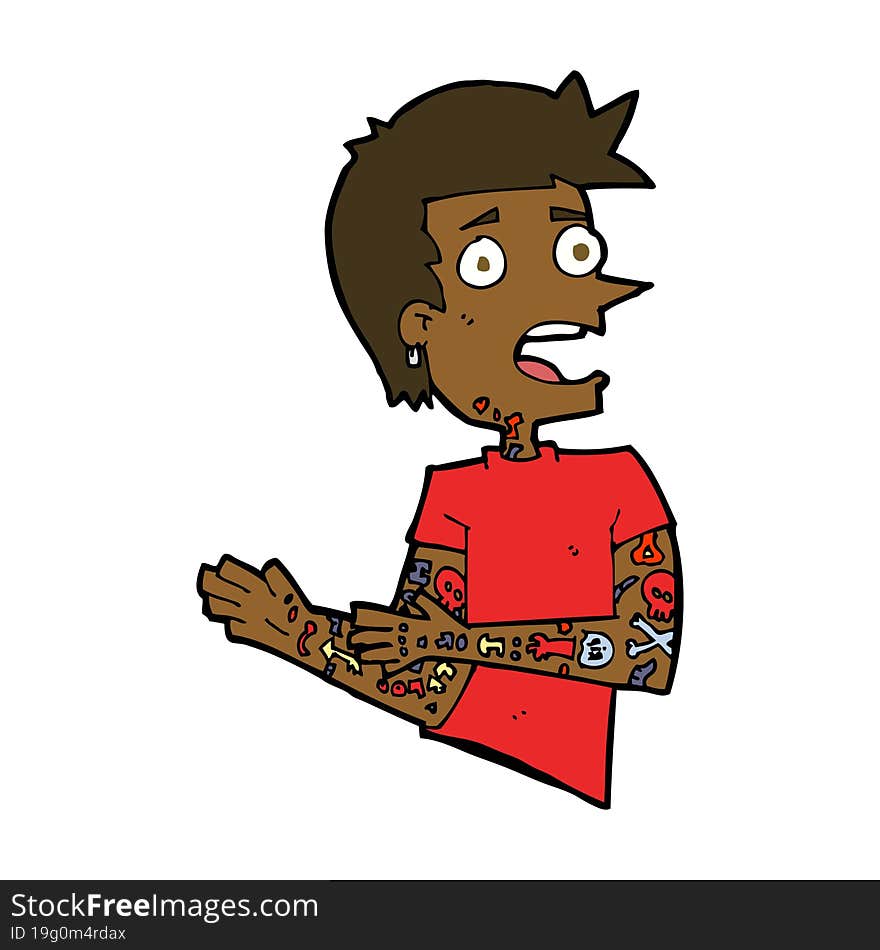 cartoon man with tattoos