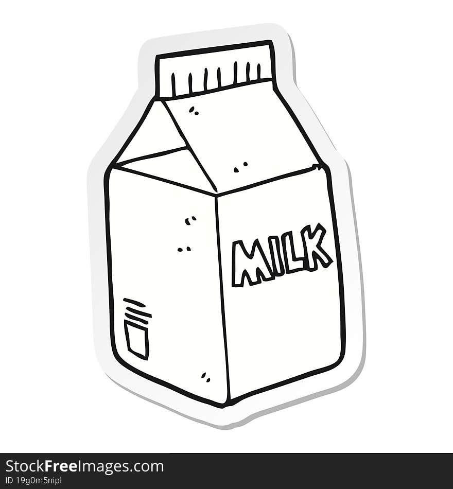 sticker of a cartoon milk carton