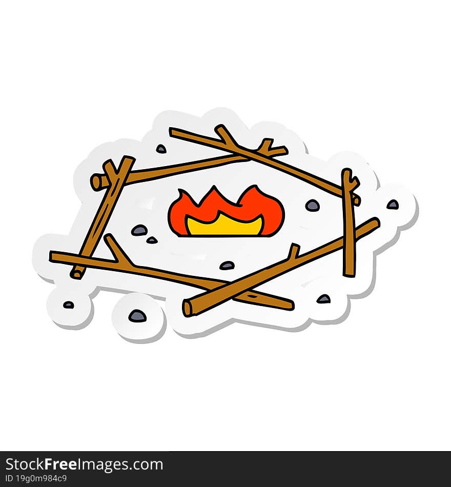 Sticker Cartoon Doodle Of A Camp Fire