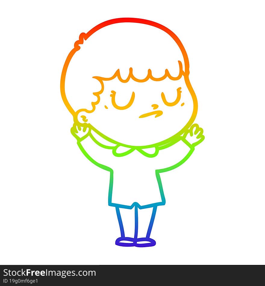 rainbow gradient line drawing cartoon grumpy boy