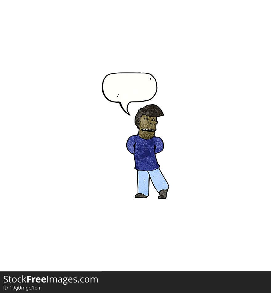 cartoon shy man talking